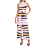 Halter Neck Buckle Belted Jumpsuit - Objet D'Art