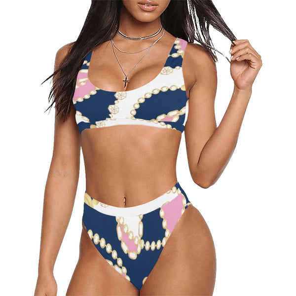 chained maiden Sport Top & High-Waisted Bikini Swimsuit - Objet D'Art