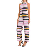 Halter Neck Buckle Belted Jumpsuit - Objet D'Art