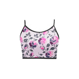 ROSE MULTICOLORED GRAY PINK PRINT 5 Women's Spaghetti Strap Crop Top (Model T67) - Objet D'Art