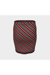 Red Striped Fitted Skirt - Objet D'Art