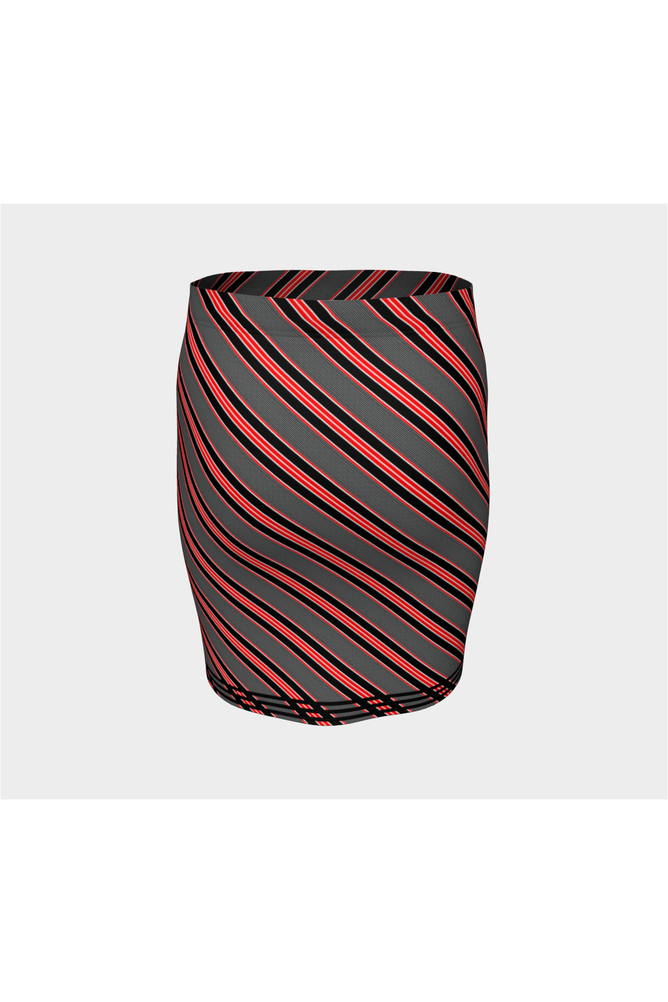 Red Striped Fitted Skirt - Objet D'Art