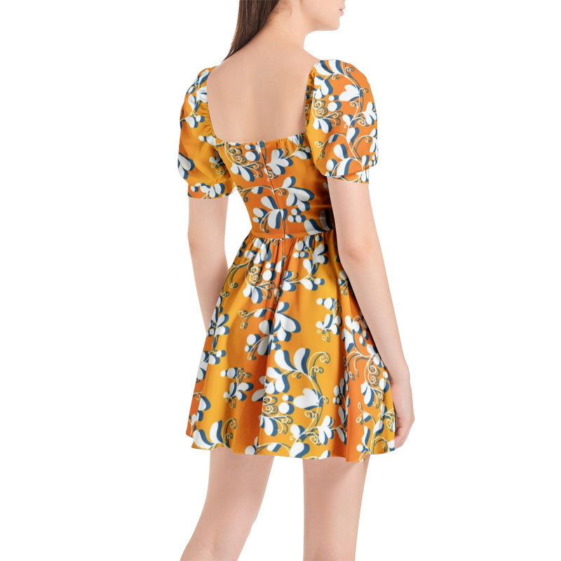 Puff Sleeve Sweetheart Neck Short Dress - Objet D'Art