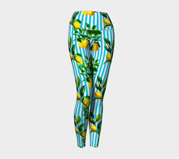 Lemon Striped Yoga Leggings - Objet D'Art