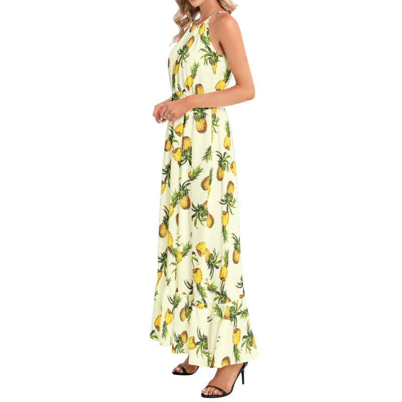 Ruffle Hem Halter Neck Maxi Dress - Objet D'Art