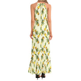 Ruffle Hem Halter Neck Maxi Dress - Objet D'Art