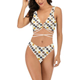 colored spots print 4 Cross String Bikini Set (Model S29) - Objet D'Art