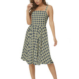 Gold Petal Sleeveless Square Neck Flare Hem Midi Dress - Objet D'Art