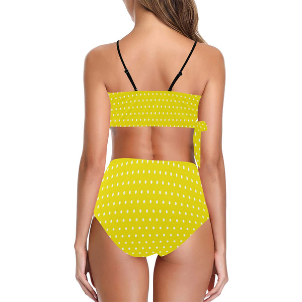 sunshine polka dots Knot Side Bikini Swimsuit (Model S37) - Objet D'Art