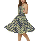 Gold Petal Sleeveless Square Neck Flare Hem Midi Dress - Objet D'Art