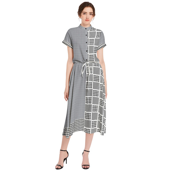 Drawstring Waist A-line Flared Midi Dress - Objet D'Art