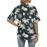 aqua world print 10 All Over Print Hawaiian Shirt for Women (Model T58) - Objet D'Art