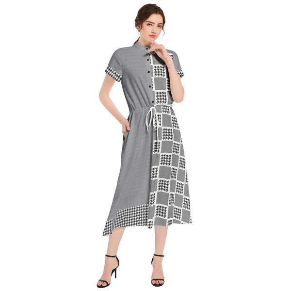 Drawstring Waist A-line Flared Midi Dress - Objet D'Art