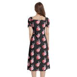 Puff Sleeve Split Thigh Midi Dress - Objet D'Art