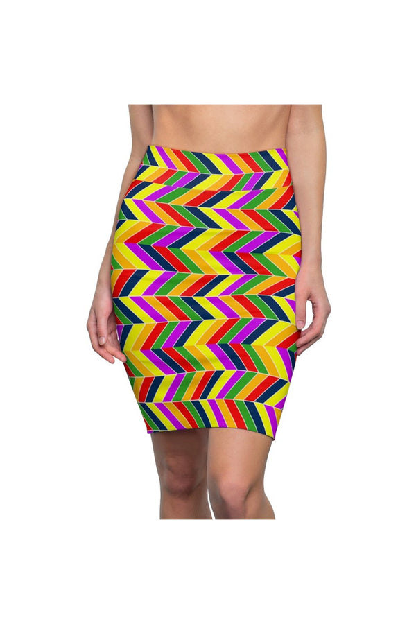 Rainbow Chevrons Women's Pencil Skirt - Objet D'Art