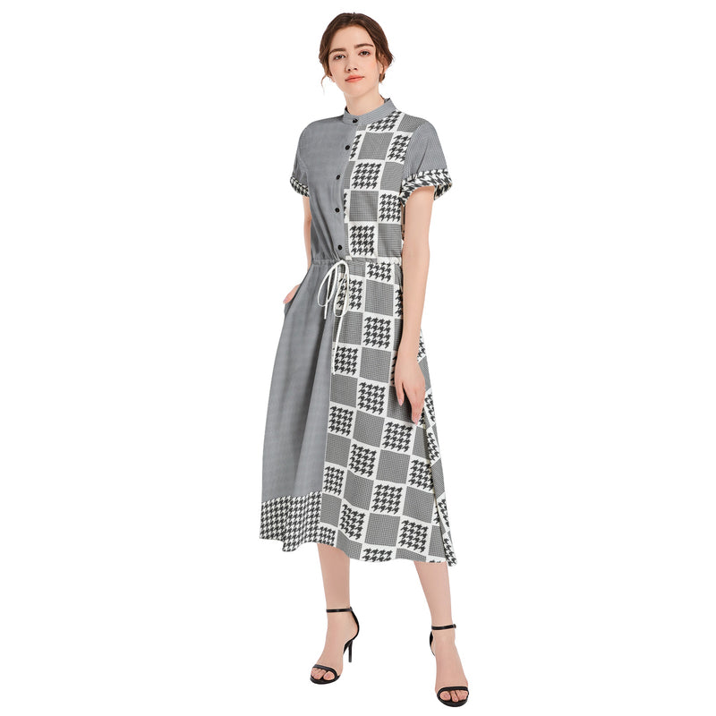 Drawstring Waist A-line Flared Midi Dress - Objet D'Art