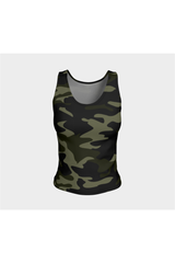 Dark Green Camouflage Fitted Tank Top - Objet D'Art