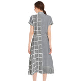 Drawstring Waist A-line Flared Midi Dress - Objet D'Art