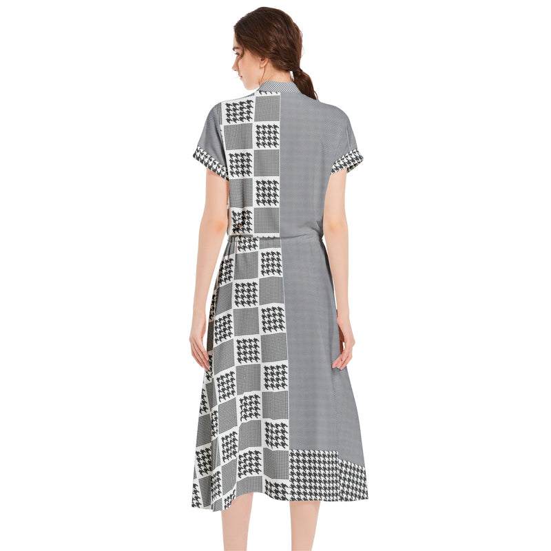 Drawstring Waist A-line Flared Midi Dress - Objet D'Art
