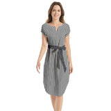 Notched Neck Belted Dress - Objet D'Art