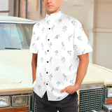crane 4 hokusai print 2 Men's Stand-Up Collar Short Sleeve Shirt - Objet D'Art