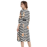 Boat Neck Belted Flared Dress - Objet D'Art