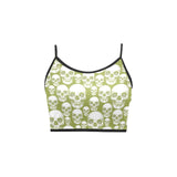 green skull 2 Women's Spaghetti Strap Crop Top (Model T67) - Objet D'Art