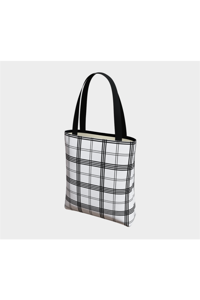 White and Black Tattersall Tote Bag - Objet D'Art