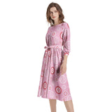 Boat Neck Belted Flared Dress - Objet D'Art
