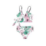 pink green floral mj shoes Knot Side Bikini Swimsuit (Model S37) - Objet D'Art