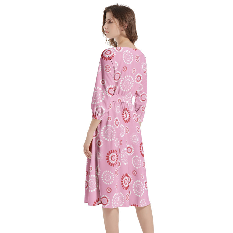 Boat Neck Belted Flared Dress - Objet D'Art