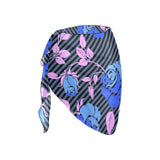 BLUE PINK ROSE PRINT copy Beach Sarong Wrap - Objet D'Art