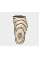 Striped Wheat-Colored Fitted Skirt - Objet D'Art
