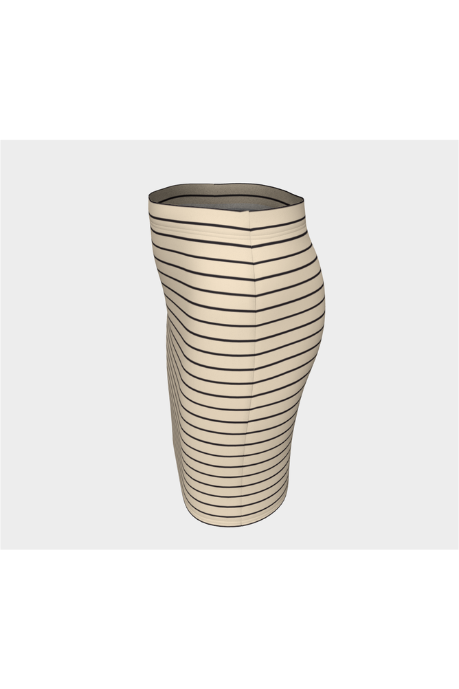Striped Wheat-Colored Fitted Skirt - Objet D'Art