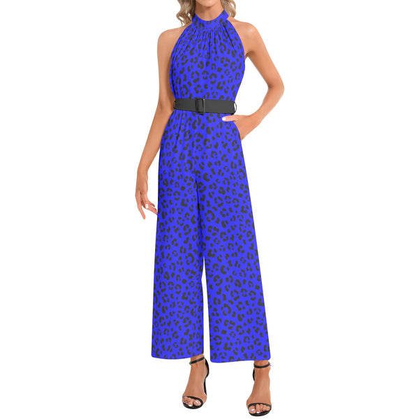 Halter Neck Buckle Belted Jumpsuit - Objet D'Art