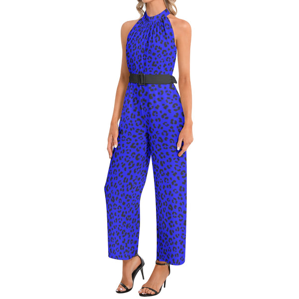 Halter Neck Buckle Belted Jumpsuit - Objet D'Art