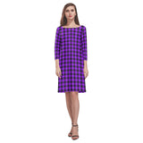 purple equal print Rhea Loose Round Neck Dress(Model D22) - Objet D'Art