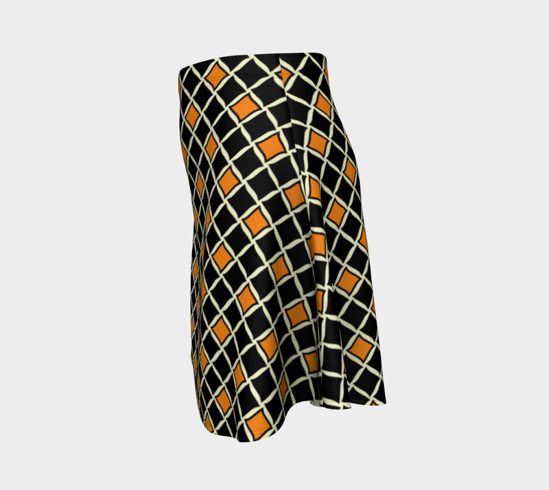 Orange Diamond Flare Skirt - Objet D'Art