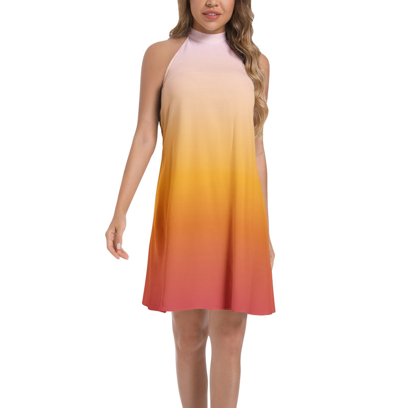 Sunrise Tie Back Halter Neck Flared Dress - Objet D'Art