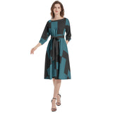 Boat Neck Belted Flared Dress - Objet D'Art