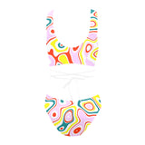 colored splat print 2 Cross String Bikini Set (Model S29) - Objet D'Art