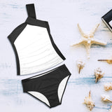 black 2 9k Women's One Shoulder Backless Swimsuit (Model S44) - Objet D'Art
