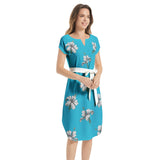 Hibiscus Notched Neck Belted Dress - Objet D'Art