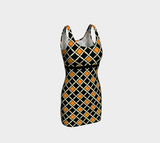 Orange Diamond Bodycon Dress - Objet D'Art