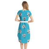 Hibiscus Notched Neck Belted Dress - Objet D'Art