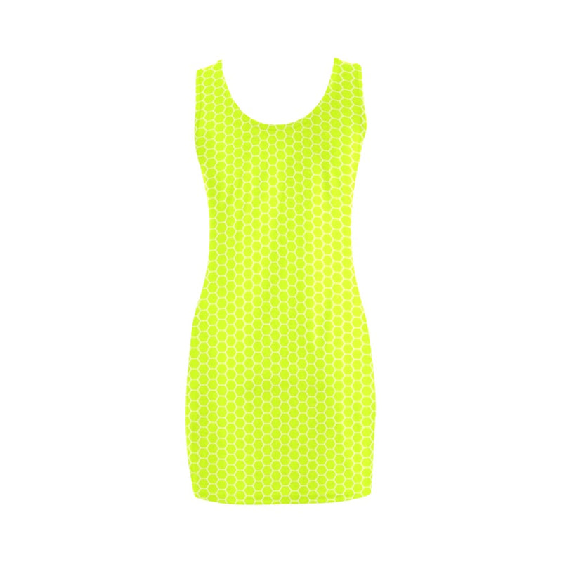 neon green hex print 5 Medea Vest Dress (Model D06) - Objet D'Art