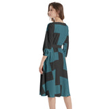 Boat Neck Belted Flared Dress - Objet D'Art