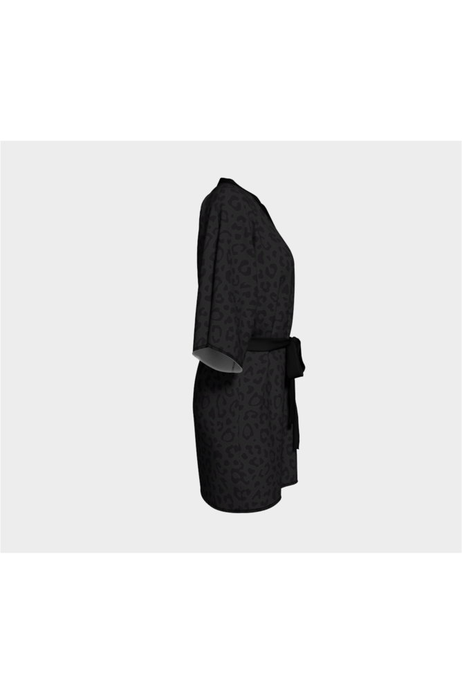 Black Leopard Print Kimono Robe - Objet D'Art