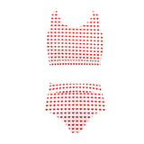 red hot hearts print Crop Top Bikini Set (Model S21) - Objet D'Art