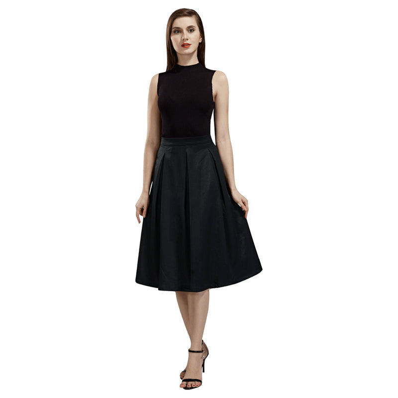 Jet Black Mnemosyne Women's Crepe Skirt - Objet D'Art